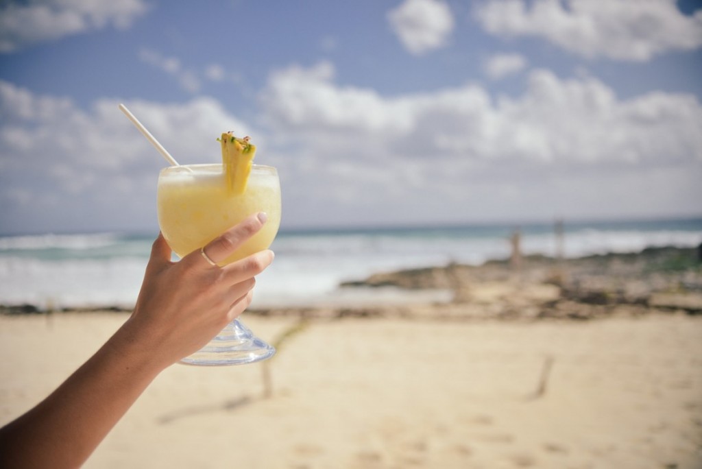 female cocktail beach